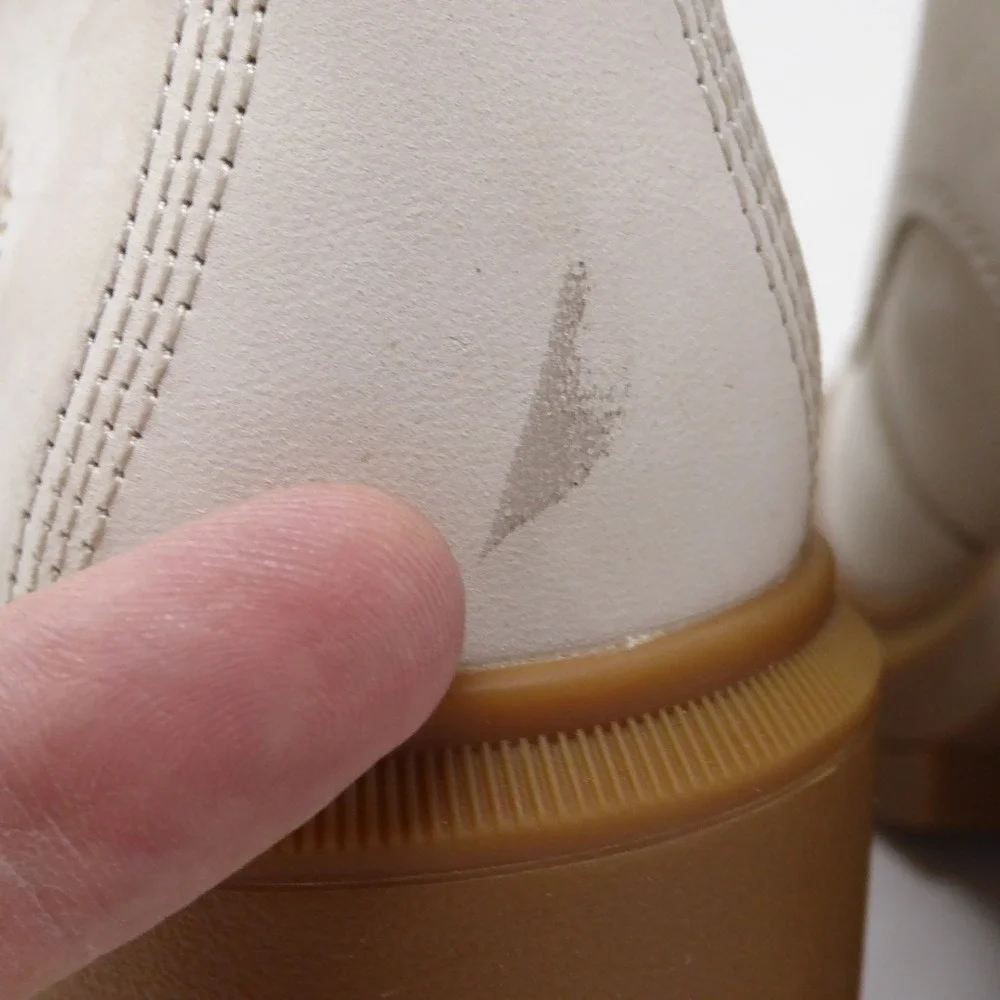 Timberland Allington Heights Boots Cream Off White Leather Lace Up Heel 7.5 - Picture 6 of 10